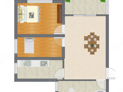2室1厅 69.52平米