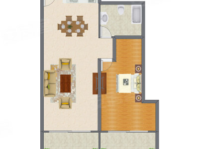 1室2厅 97.00平米户型图
