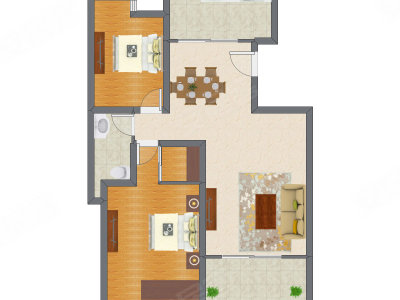 2室2厅 112.65平米户型图