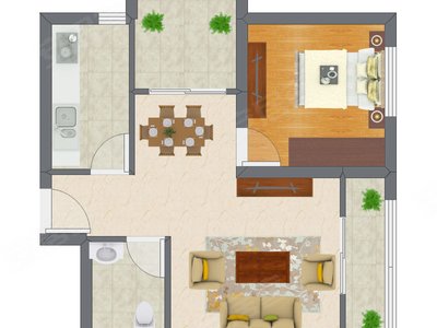 1室2厅 41.53平米