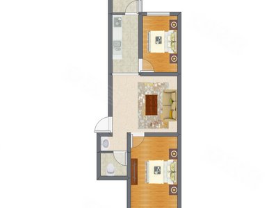 2室1厅 71.03平米