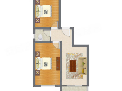 2室1厅 72.40平米户型图