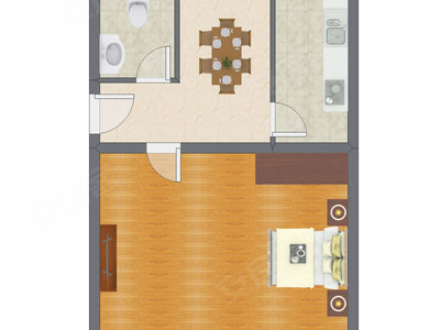 1室1厅 51.00平米户型图