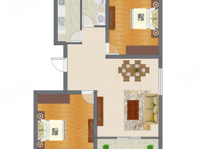 2室2厅 71.47平米户型图
