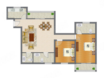 2室2厅 146.53平米户型图