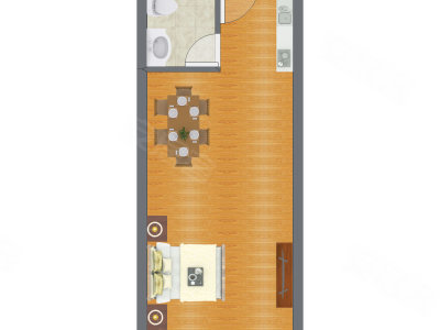 1室1厅 43.15平米户型图