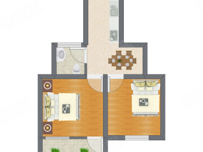 2室1厅 66.70平米户型图