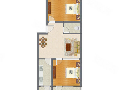 2室1厅 99.66平米户型图