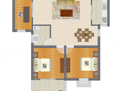 2室1厅 71.87平米