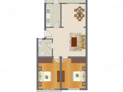 2室2厅 114.64平米户型图