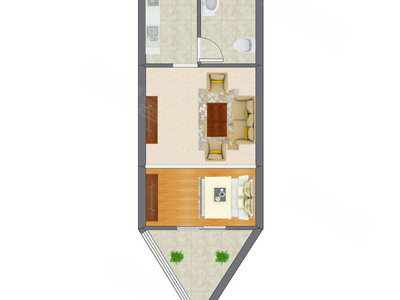 1室1厅 32.79平米户型图