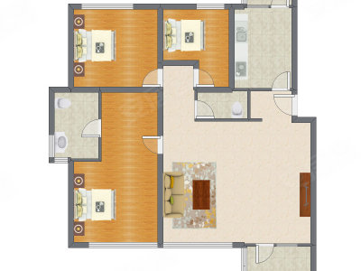 3室1厅 135.90平米
