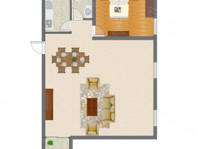 1室2厅 83.11平米户型图