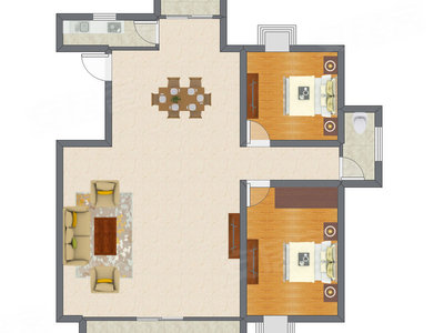 2室2厅 113.57平米户型图