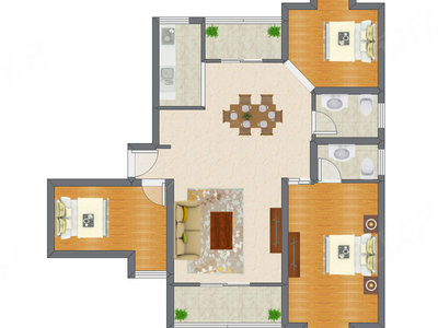 3室2厅 136.21平米