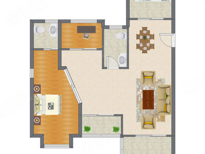 2室2厅 130.45平米