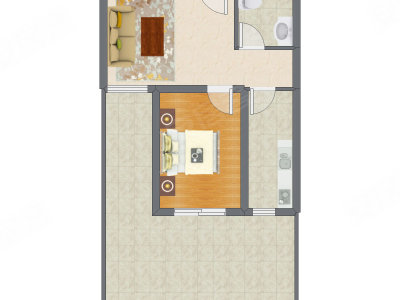 1室1厅 56.00平米户型图