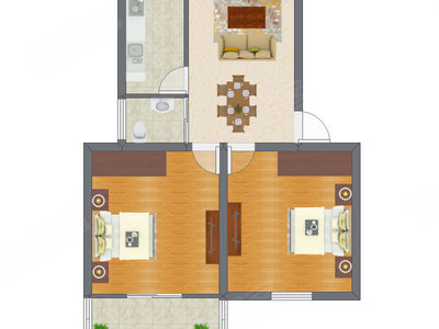 2室2厅 63.50平米