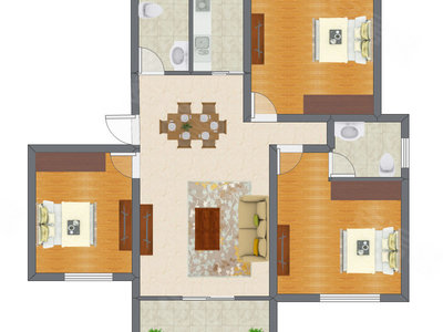 3室2厅 85.82平米户型图