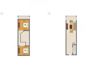 2室1厅 56.17平米