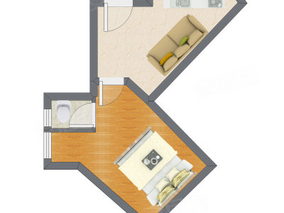 1室1厅 29.98平米户型图