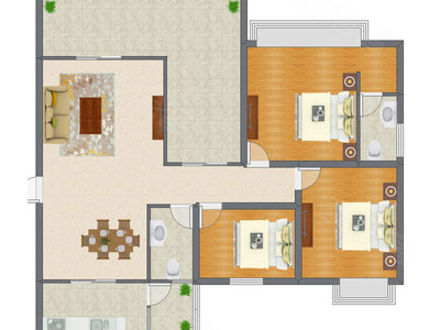 3室2厅 138.90平米户型图