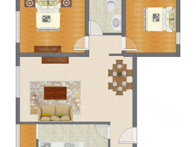 2室2厅 85.27平米户型图