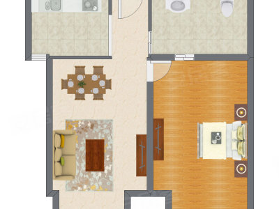1室2厅 84.82平米户型图