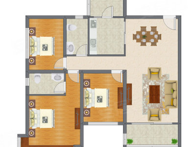 3室2厅 92.84平米户型图