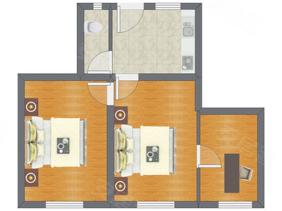 2室0厅 56.00平米户型图