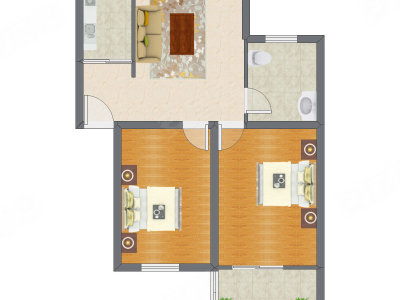 2室1厅 76.83平米