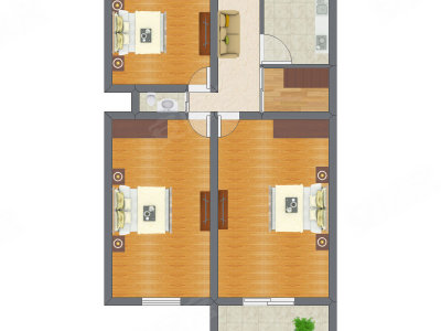 3室1厅 80.20平米