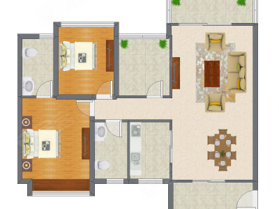 2室2厅 105.91平米