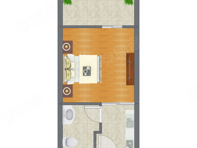 1室0厅 44.42平米户型图