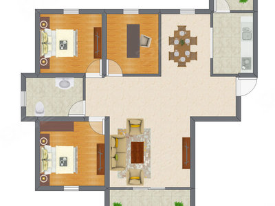 3室2厅 83.78平米