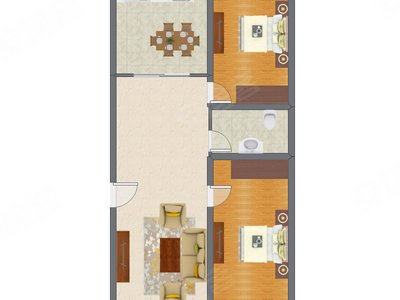 2室1厅 115.00平米