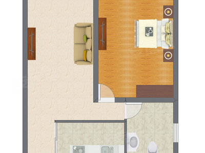1室1厅 47.50平米