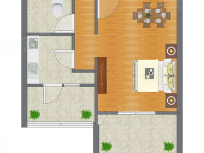 1室0厅 47.39平米户型图