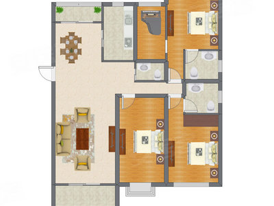 3室2厅 161.89平米户型图