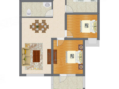 2室2厅 65.30平米