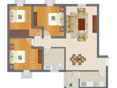 3室1厅 119.00平米户型图