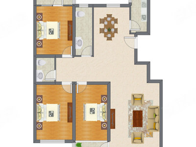 3室2厅 136.88平米