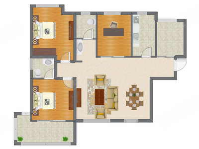 3室2厅 115.01平米
