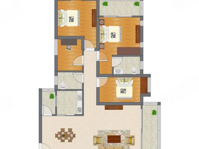 4室2厅 118.00平米