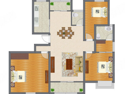 3室2厅 100.21平米