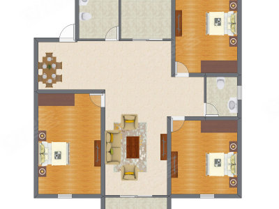 3室2厅 151.00平米