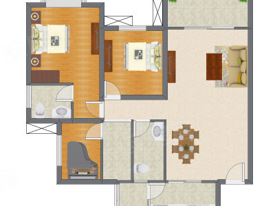 2室2厅 111.23平米户型图