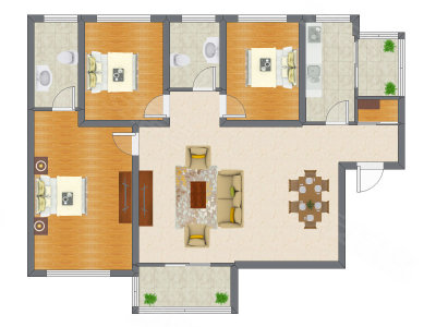 3室2厅 99.09平米