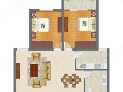 2室2厅 70.65平米