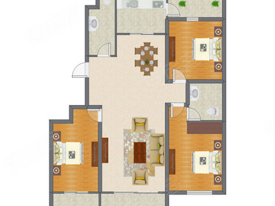 3室2厅 139.00平米户型图